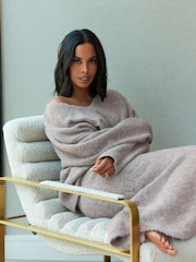 Neutral Brown Mole Relaxed Fit Soft Touch V-Neck Knitted Jumper with Wool - Image 2 of 7