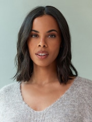 Neutral Brown Mole Relaxed Fit Soft Touch V-Neck Knitted Jumper with Wool - Image 5 of 7