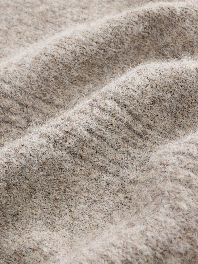 Neutral Brown Mole Relaxed Fit Soft Touch V-Neck Knitted Jumper with Wool - Image 7 of 7