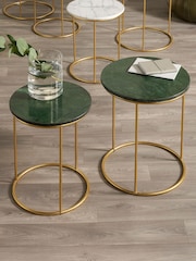 Pacific Green Set of 2 Milly Marble Tables with Gold Frame - Image 1 of 5