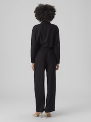 Schwarz - Vero Moda –Host aus Leinenmischung mit weitem Bein - Bild 2 von 4