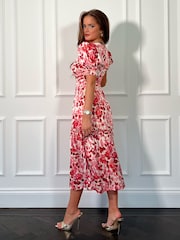 Girl In Mind Pink Maya Wrap Tierred Midi Dress - Image 3 of 5