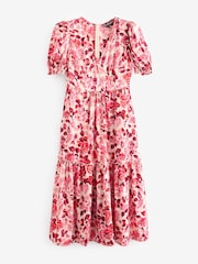 Girl In Mind Pink Maya Wrap Tierred Midi Dress - Image 5 of 5