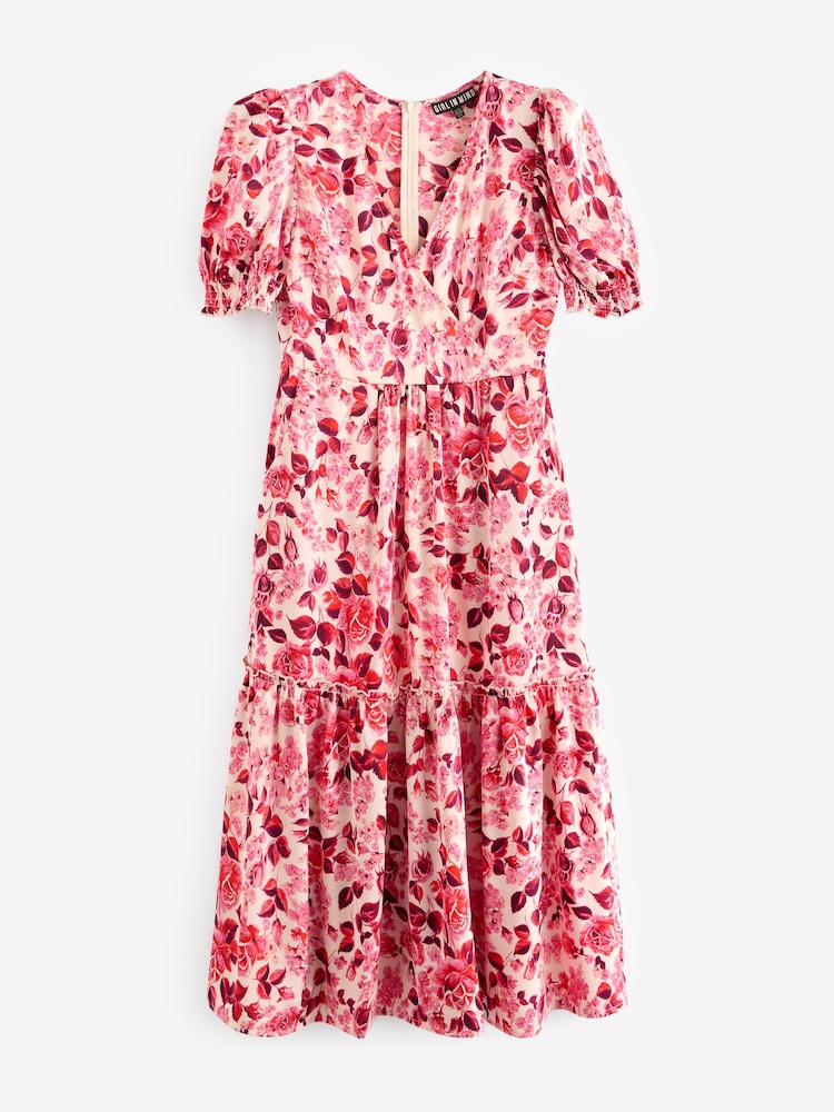 Girl In Mind Pink Maya Wrap Tierred Midi Dress - Image 5 of 5