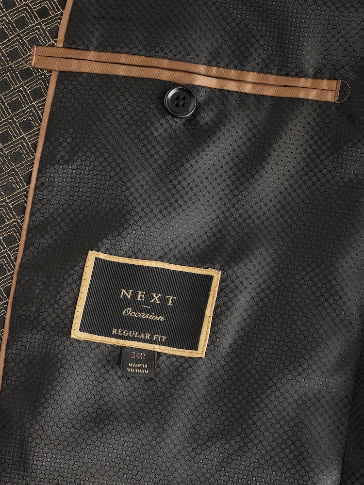 Black/Gold Lapel Geo Detail Velvet Blazer - Image 11 of 12