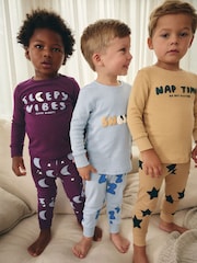 Modre/rjave - 3 Pack mehek in prijeten na dotik Pižame (9mths-8yrs) - Slika 1 iz 10