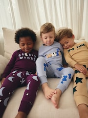 Modre/rjave - 3 Pack mehek in prijeten na dotik Pižame (9mths-8yrs) - Slika 2 iz 10