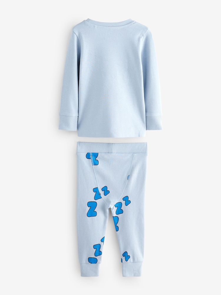 Blue/Stone 3 Pack Snuggle Pyjamas (9mths-8yrs) - Image 8 of 10