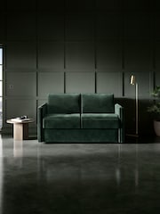 Jay-Be Luxe Velvet Bottle Green Slim 2 Seater Sofa Bed - Image 1 of 6