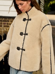 Crème écru - Veste polaire Borg Duffle - Image 2 de 8