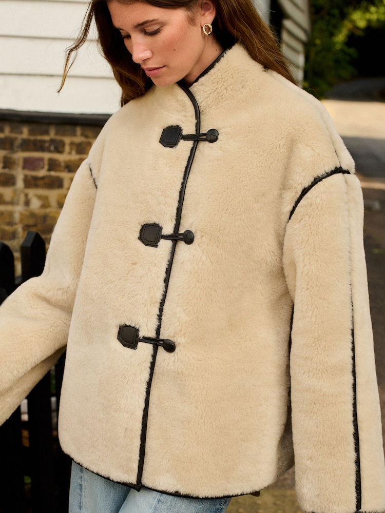 Crème écru - Veste polaire Borg Duffle - Image 2 de 8
