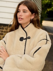 Crème écru - Veste polaire Borg Duffle - Image 4 de 8
