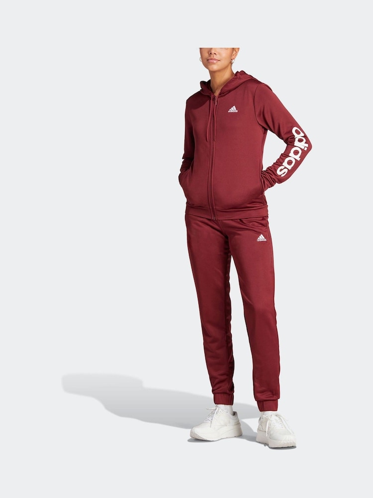 adidas Red Sportswear Linear Tracksuit - Image 2 of 8