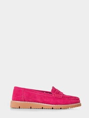 Joe Browns Pink Hot Pink Suede Loafers - Image 1 of 4