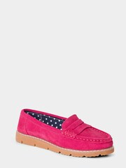 Joe Browns Pink Hot Pink Suede Loafers - Image 2 of 4