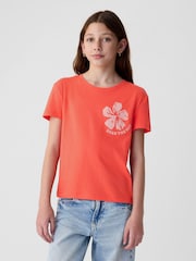 Gap Red Flower Slogan Graphic Crew Neck Short Sleeve T-Shirt (4-13yrs) - Image 1 of 3