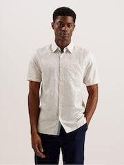 Ted Baker Cream Palomas Short Sleeve Linen Shirt - Image 1 of 6
