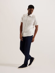 Ted Baker Cream Palomas Short Sleeve Linen Shirt - Image 2 of 6