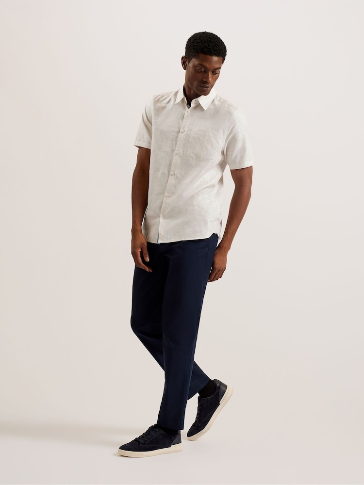 Ted Baker Cream Palomas Short Sleeve Linen Shirt - Image 2 of 6