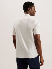 Ted Baker Cream Palomas Short Sleeve Linen Shirt - Image 5 of 6
