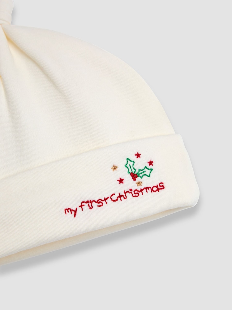 JoJo Maman Bébé Cream My First Christmas Hat - Image 3 of 3 JoJo Maman Bébé Cream My First Christmas Hat - Image 3 of 3