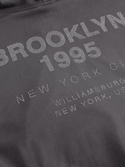 Charcoal Grey Oversized Sparkle Back Graphic Longline Hoodie - Image 9 of 9