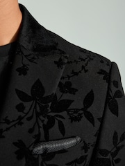 Black Floral Velvet Print Blazer - Image 5 of 12