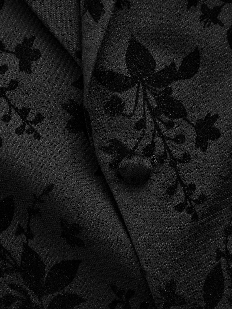 Black Floral Velvet Print Blazer - Image 9 of 12