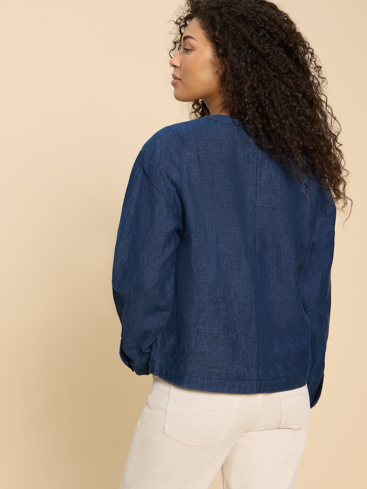 White Stuff Blue Adele 100% Linen Jacket - Image 2 of 7