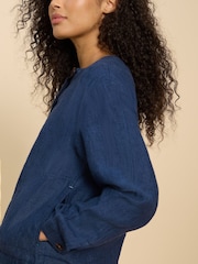 White Stuff Blue Adele 100% Linen Jacket - Image 4 of 7