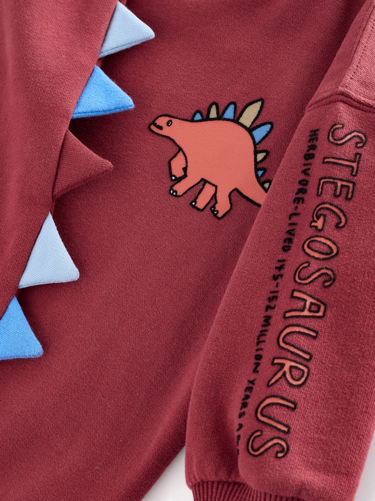 Burgundy Red Dinosaur Spikes Crew Sweatshirt And Joggers Set (3mths-7yrs) - Image 11 of 12