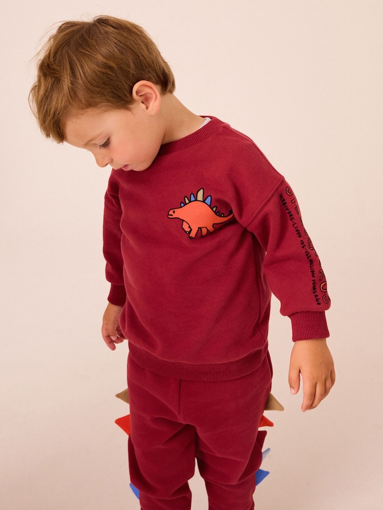 Burgunderrot - Rundhals-Sweatshirt und Jogginghose im Set mit Dinosaurier-Stacheln (3 Monate bis 7 Jahre) - Bild 2 von 12 Burgunderrot - Rundhals-Sweatshirt und Jogginghose im Set mit Dinosaurier-Stacheln (3 Monate bis 7 Jahre) - Bild 2 von 12
