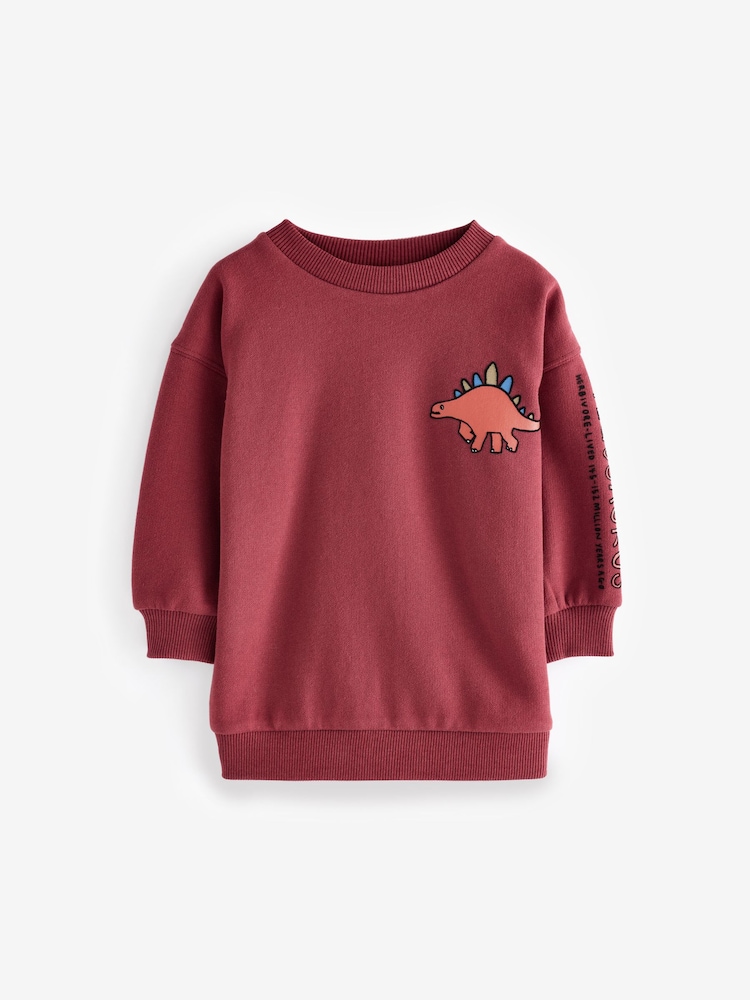 Burgundy Red Dinosaur Spikes Crew Sweatshirt And Joggers Set (3mths-7yrs) - Image 7 of 12