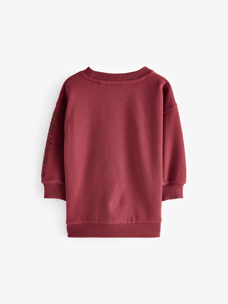 Burgundy Red Dinosaur Spikes Crew Sweatshirt And Joggers Set (3mths-7yrs) - Image 8 of 12