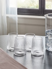 Set of 4 Clear Hollis Angular Set of 4 Short Tumbler Glasses - Image 2 of 4