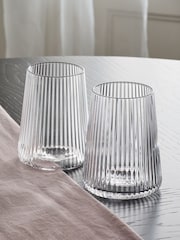 Set of 4 Clear Hollis Angular Set of 4 Short Tumbler Glasses - Image 3 of 4