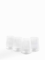 Set of 4 Clear Hollis Angular Set of 4 Short Tumbler Glasses - Image 4 of 4