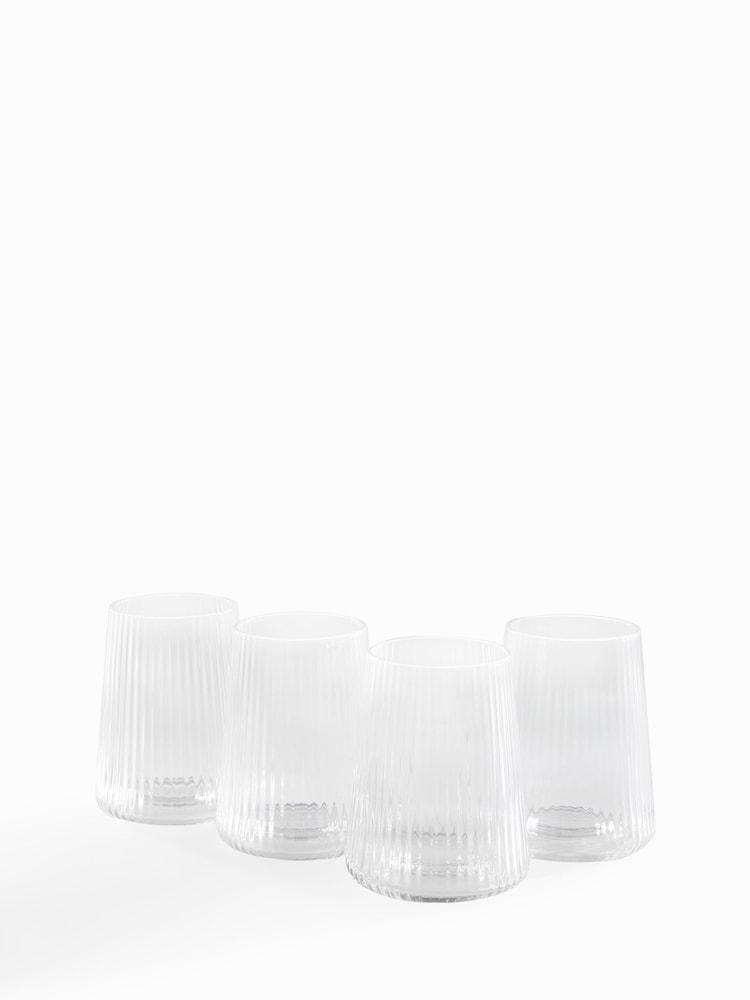 Set of 4 Clear Hollis Angular Set of 4 Short Tumbler Glasses - Image 4 of 4