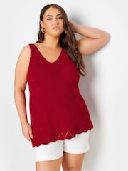 Yours Curve Red Scallop Hem Vest - Image 1 of 5