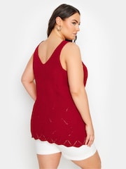 Yours Curve Red Scallop Hem Vest - Image 4 of 5