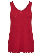 Yours Curve Red Scallop Hem Vest - Image 5 of 5