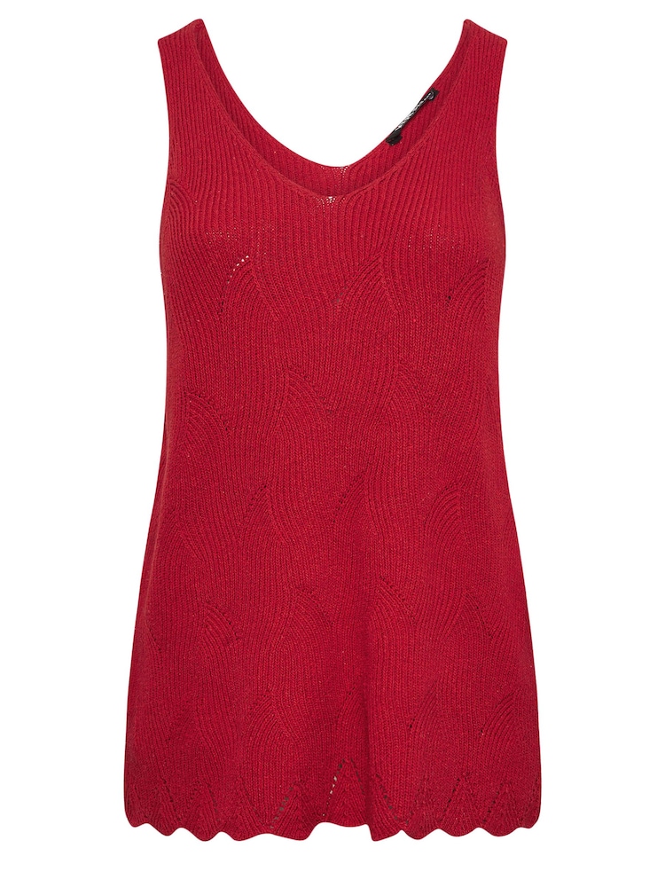 Yours Curve Red Scallop Hem Vest - Image 5 of 5