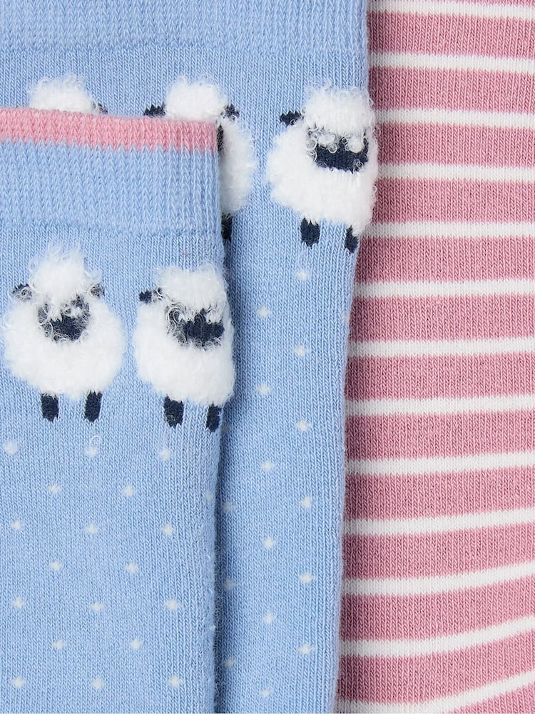 FatFace Blue 2 Pairs of Sheep Welly Socks - Image 2 of 2