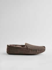 Brown Suede Faux Fur Lined Moccasin Slippers - Image 2 of 5