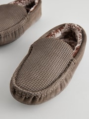 Brown Suede Faux Fur Lined Moccasin Slippers - Image 3 of 5