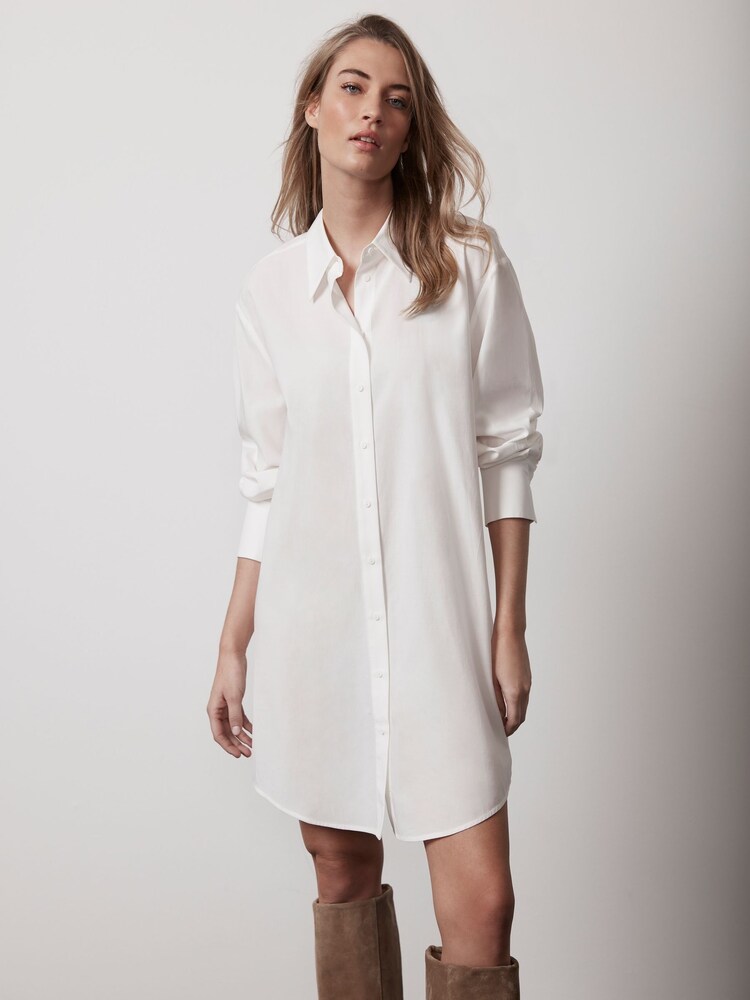 Mint Velvet White Super Longline Shirt - Image 1 of 4 Mint Velvet White Super Longline Shirt - Image 1 of 4