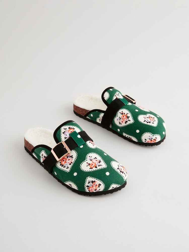 Cath Kidston Green Heart Mule Slippers - Image 1 of 5