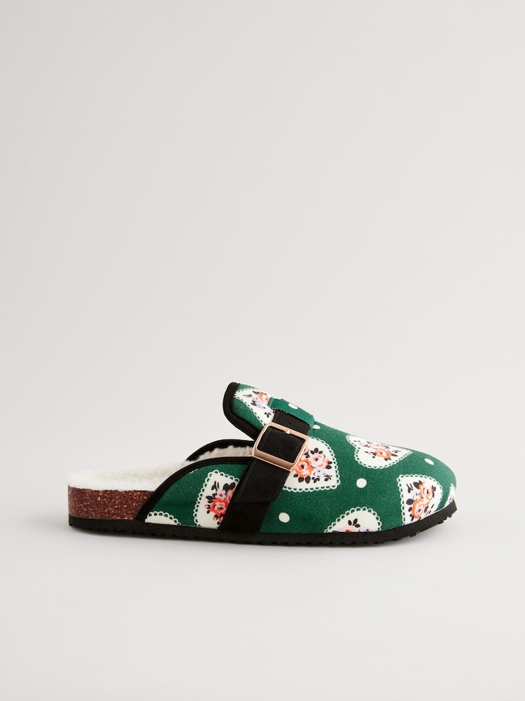 Cath Kidston Green Heart Mule Slippers - Image 2 of 5