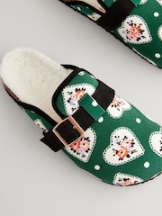 Cath Kidston Green Heart Mule Slippers - Image 3 of 5