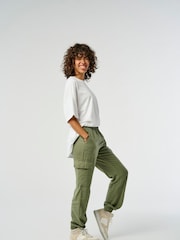 ONLY Green Linen Utility Cargo Trousers - Image 1 of 8